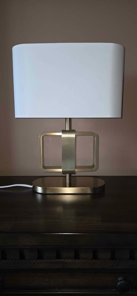 2 Contemporary Table Lamps - Golden Metal Base - photo 2