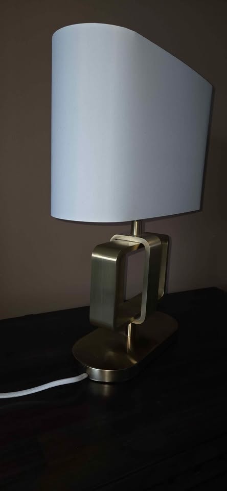 2 Contemporary Table Lamps - Golden Metal Base - photo 3
