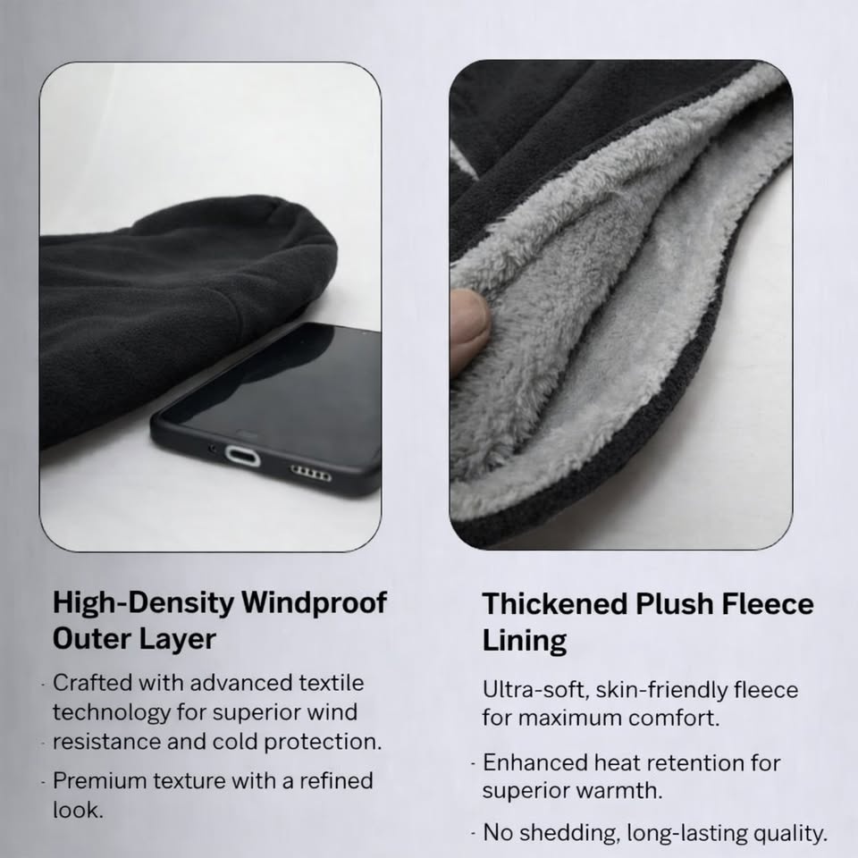 Winter Warm Windproof Balaclava Hood, Fleece Lined & Thickened - photo 5