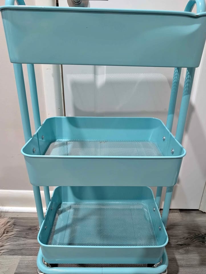 Blue 3-Tier Rolling Cart