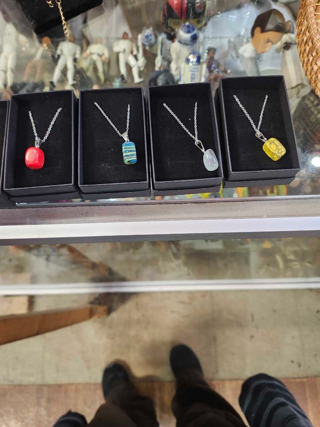 Unique Stone Pendant Necklaces - Silver Chain