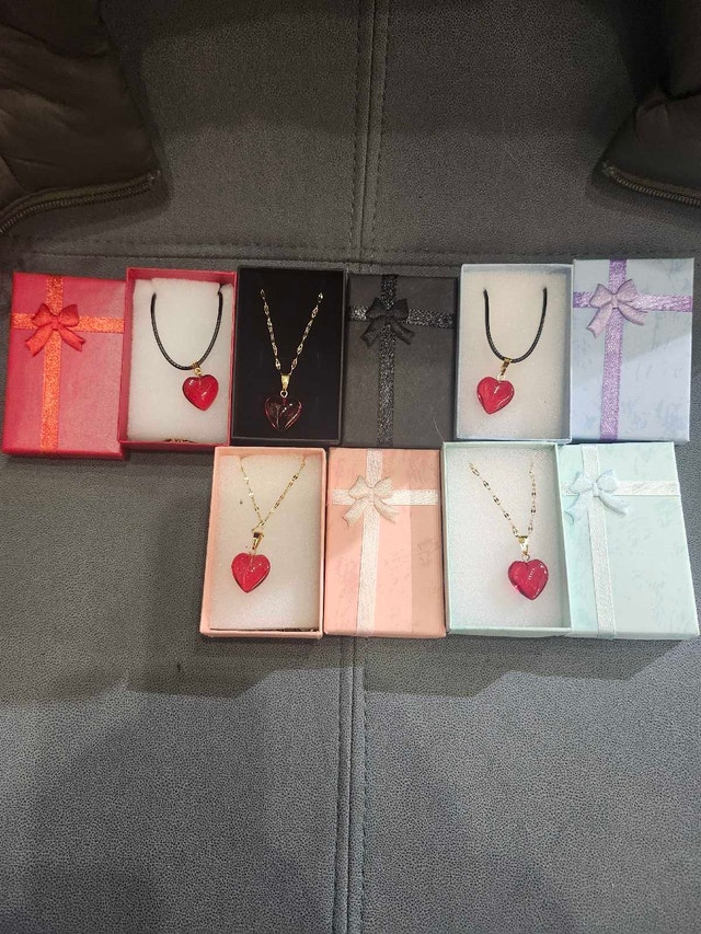 Heart Pendants - Red with Gold or Black Chain