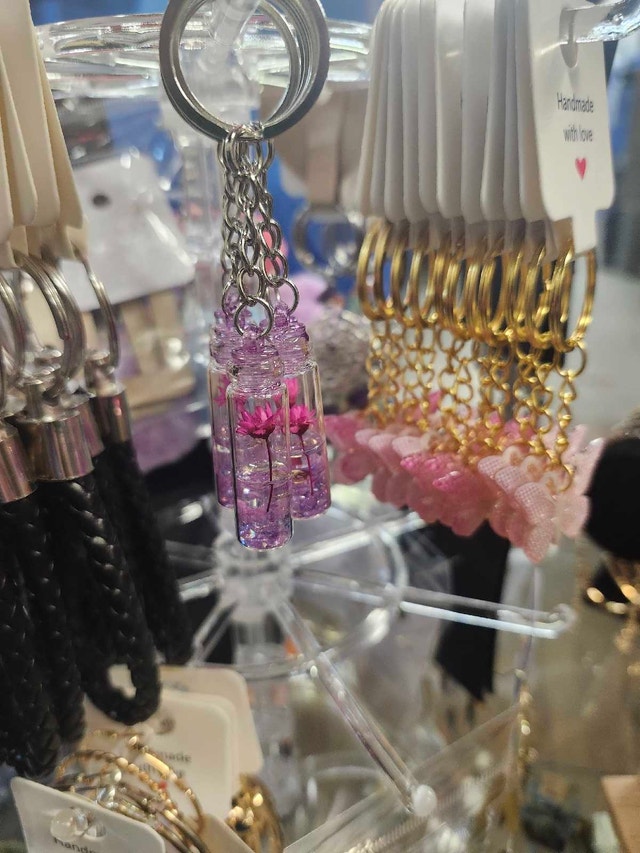 Handmade Flower and Glitter Vials Keychains