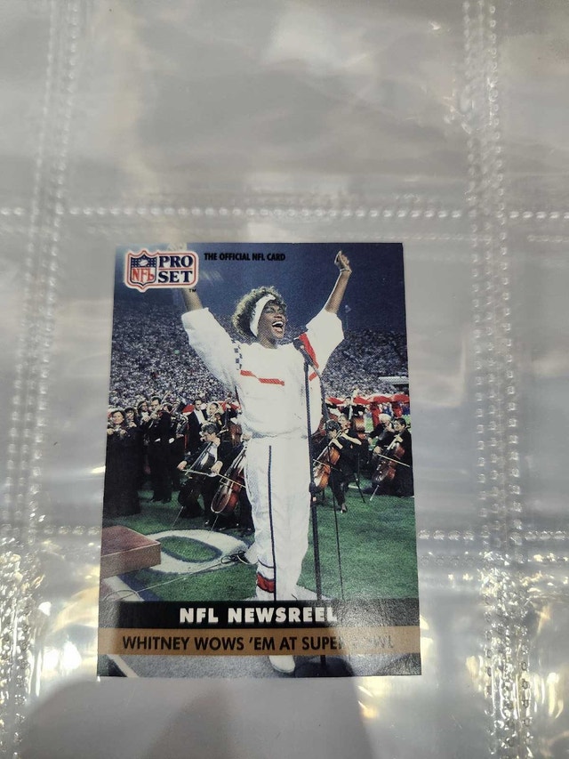 Whitney Houston 1991 Pro Set NFL Newsreel Card