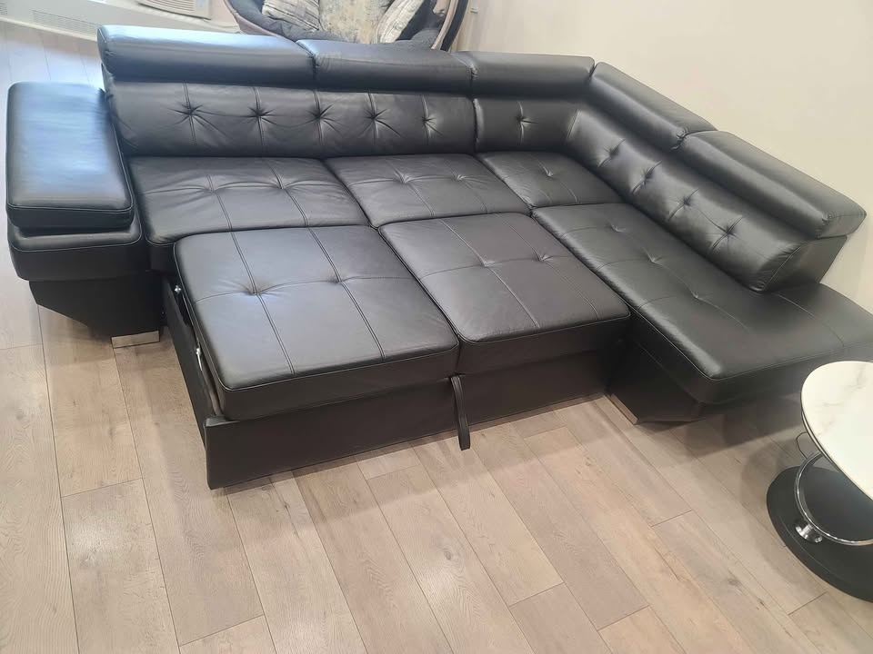 Black Sectional Sofa Bed with Storage - photo 2