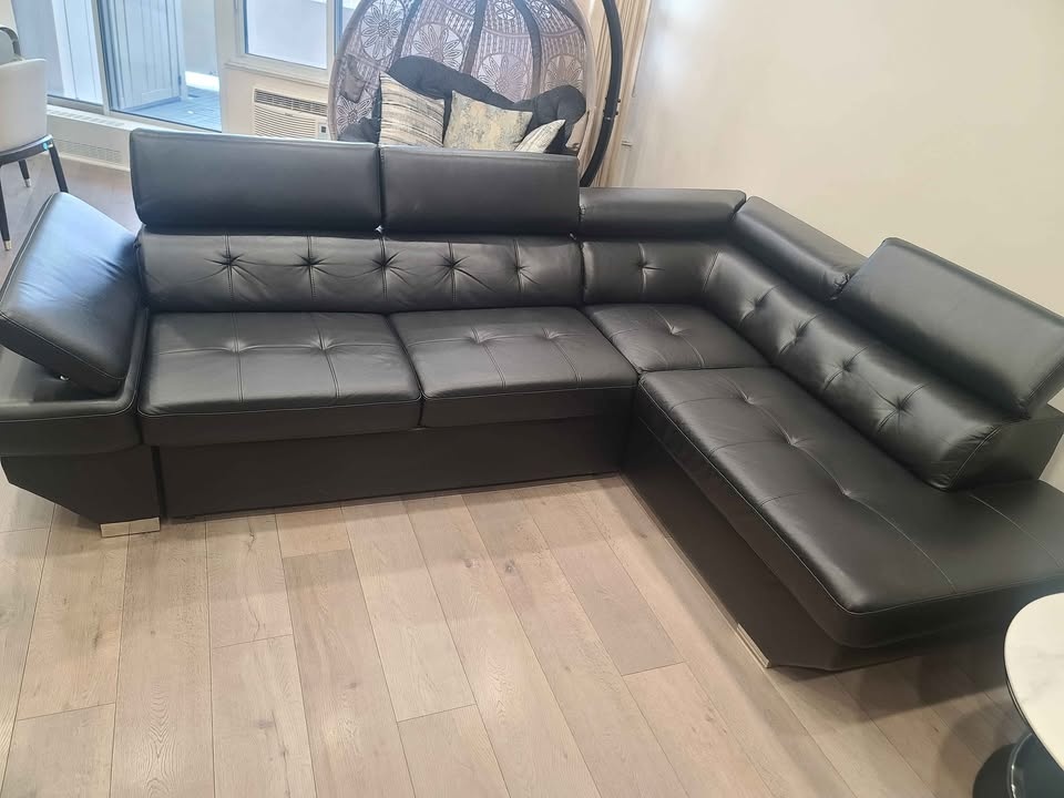 Black Sectional Sofa Bed with Storage - photo 3