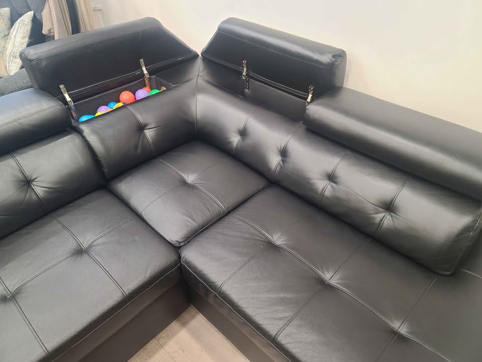 Black Sectional Sofa Bed with Storage - photo 4