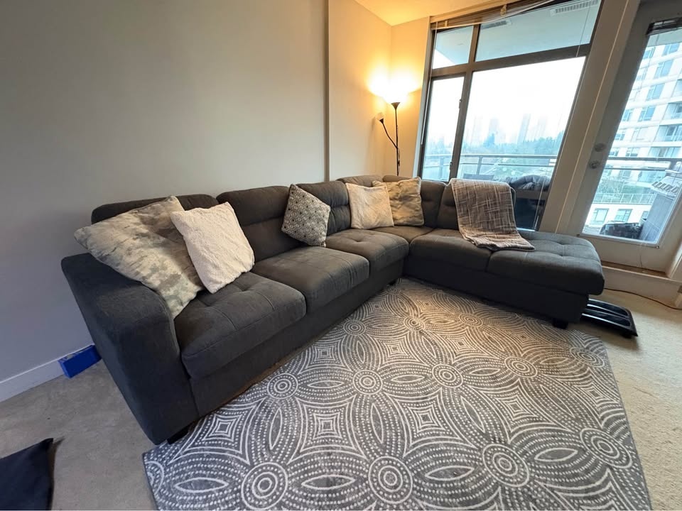 Dark Grey Sectional Sofa with Chaise - photo 2
