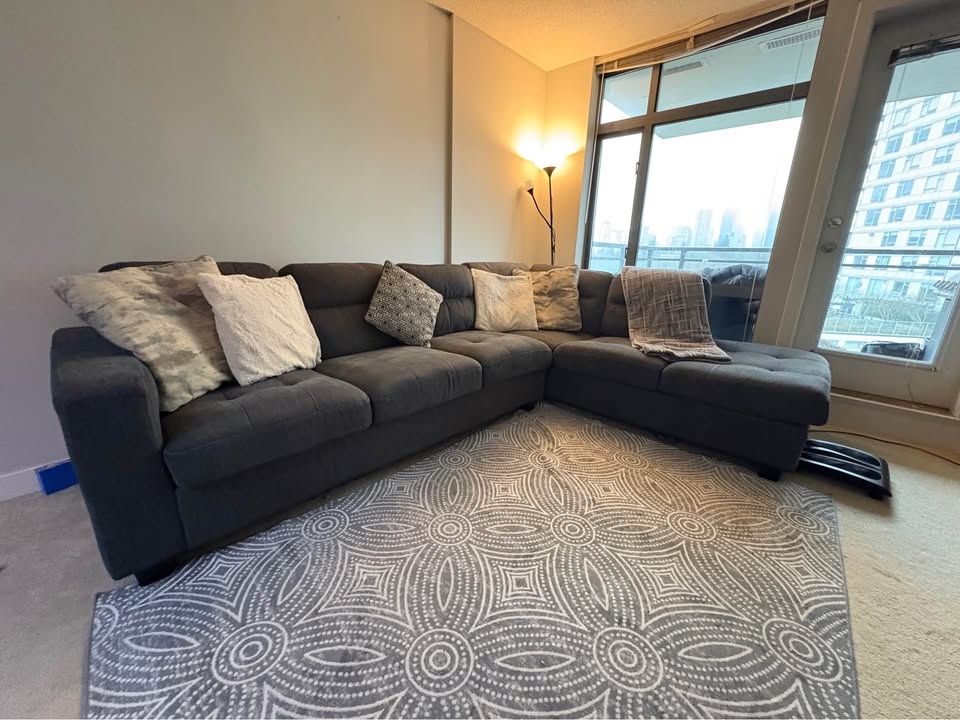 Dark Grey Sectional Sofa with Chaise - photo 3