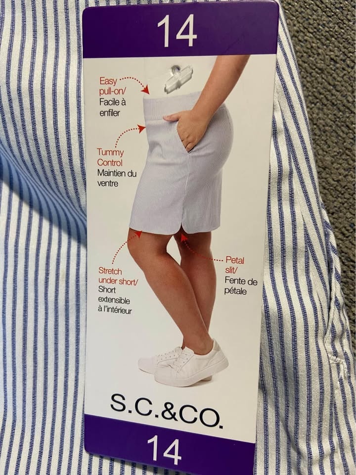 Tummy Control Skort/Shorts - White/Blue Stripes - photo 2