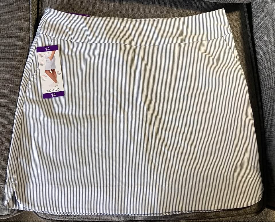 Tummy Control Skort/Shorts - White/Blue Stripes - photo 3