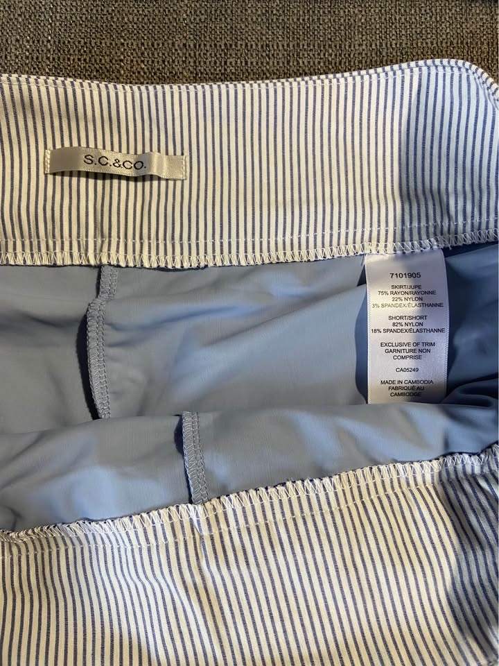 Tummy Control Skort/Shorts - White/Blue Stripes - photo 5