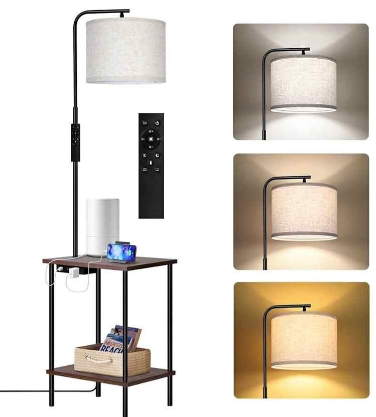 OUTON Floor Lamp with Table, Type C, AC Outlet