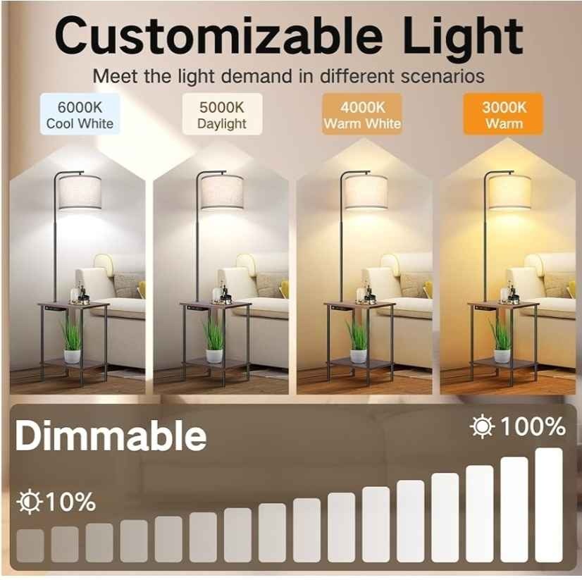 OUTON Floor Lamp with Table, Type C, AC Outlet - photo 2
