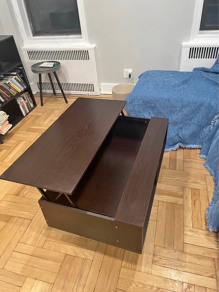 Lift-Top Coffee Table with Storage – Dark Wood