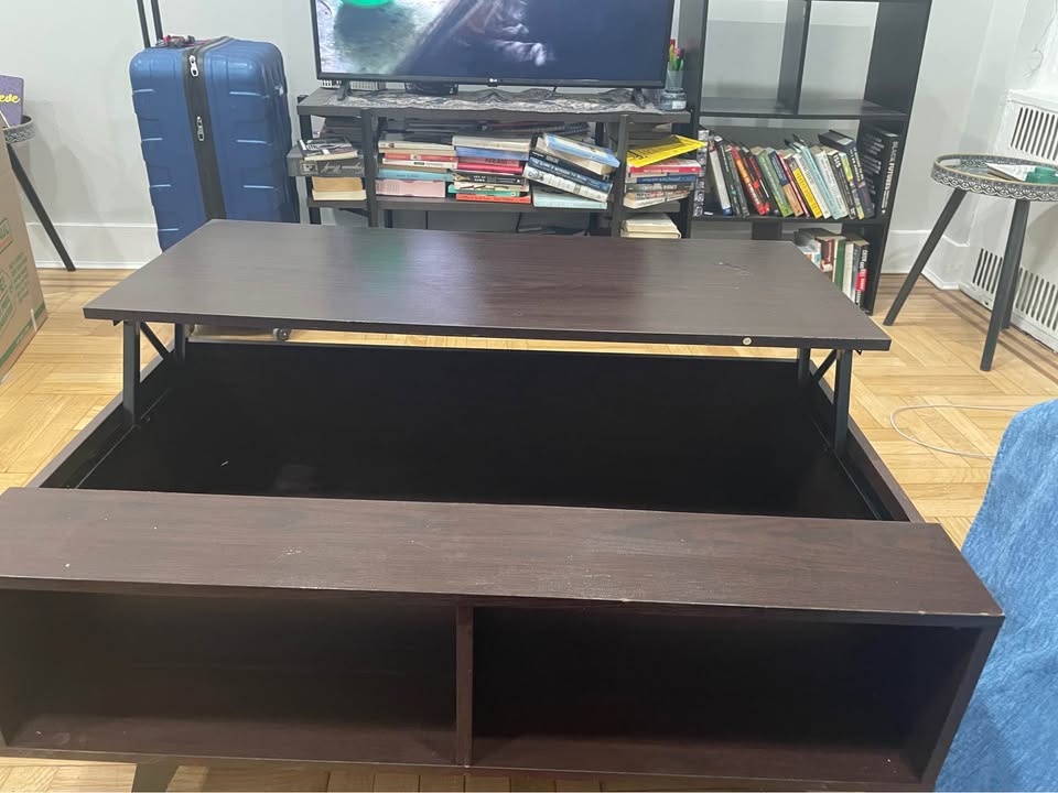 Lift-Top Coffee Table with Storage – Dark Wood - photo 3