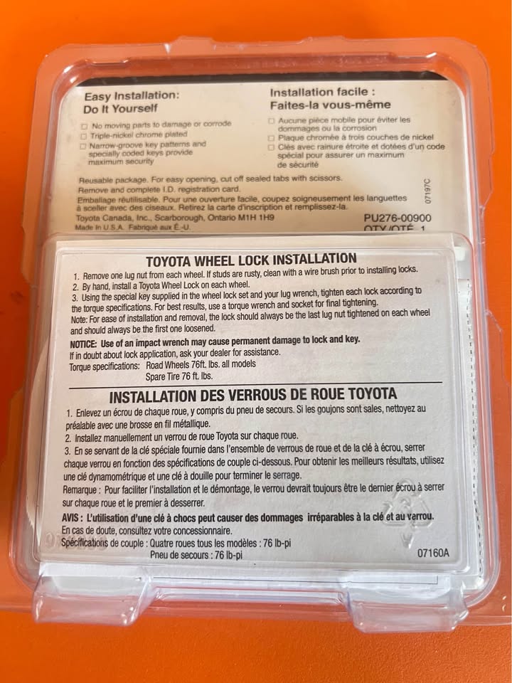 OEM Toyota Wheel Lock Key Set - photo 2