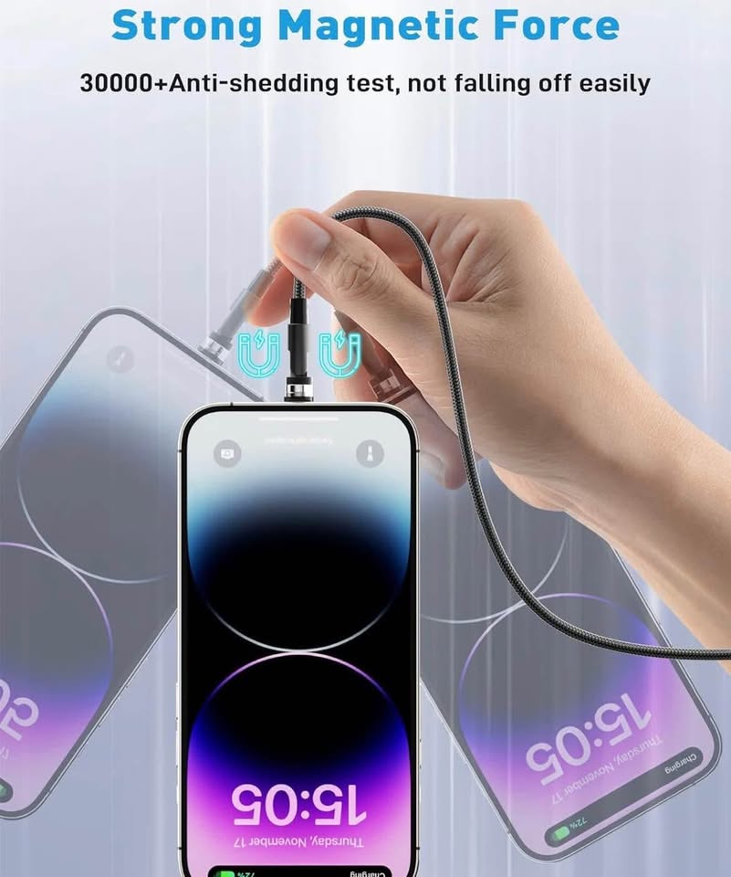 New 6ft Magnetic 3 in 1 Charging Cable - photo 2