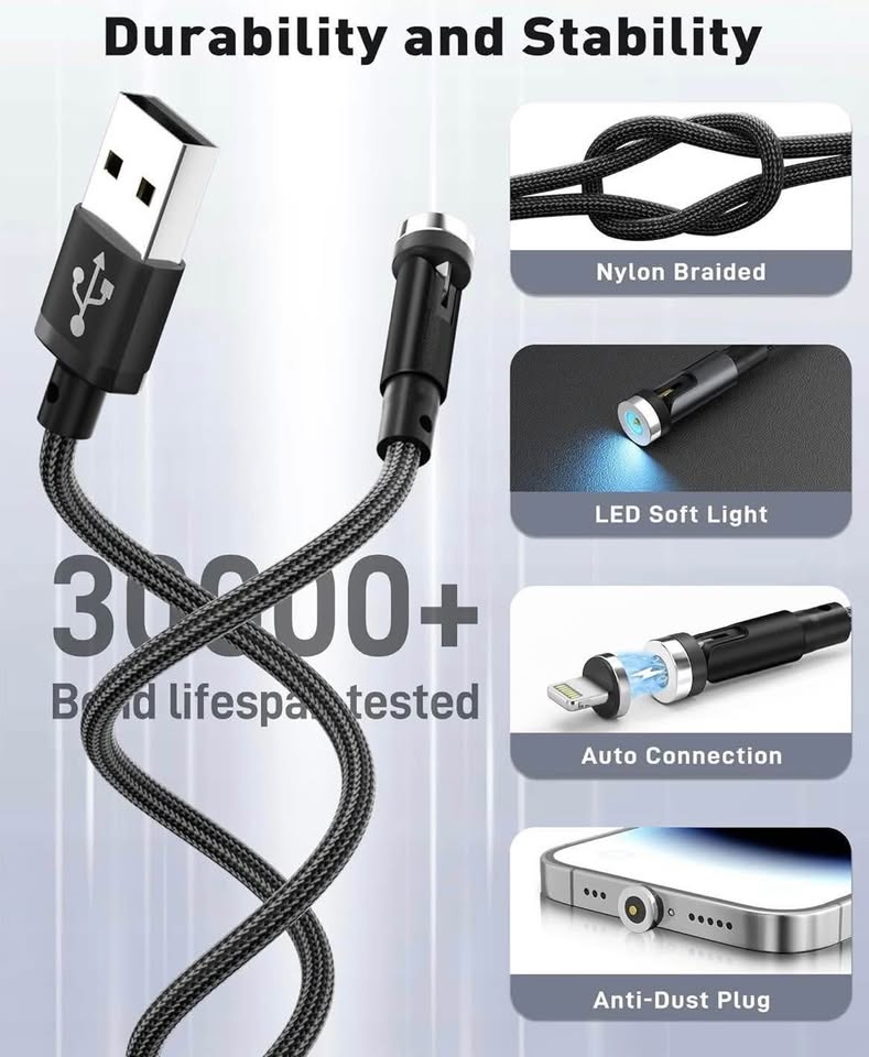New 6ft Magnetic 3 in 1 Charging Cable - photo 3