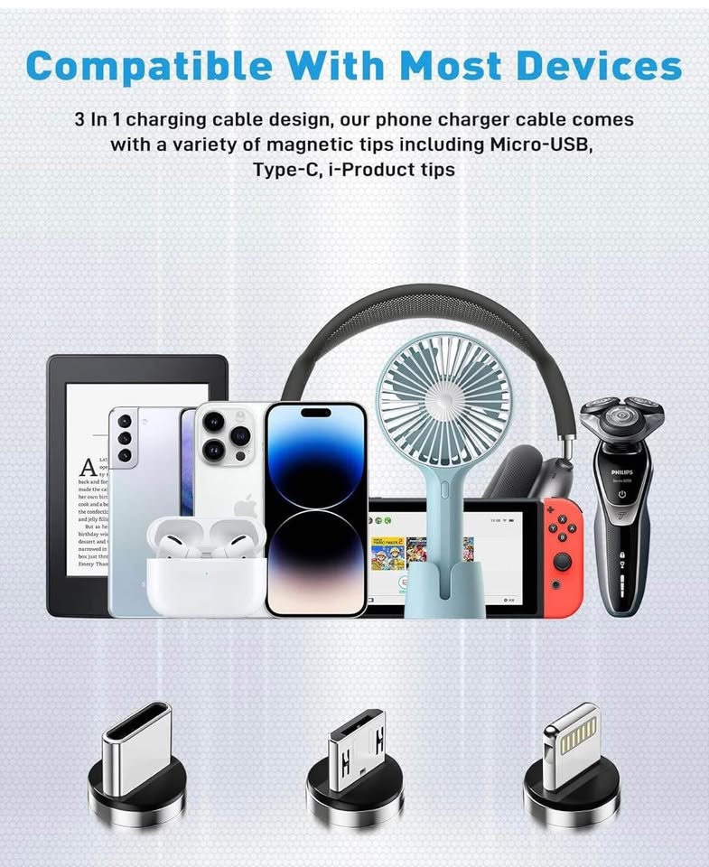 New 6ft Magnetic 3 in 1 Charging Cable - photo 5