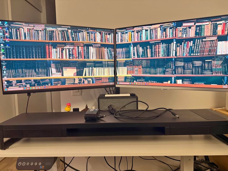 Like New 39” Desk Riser – USB Hub + Wireless Charger