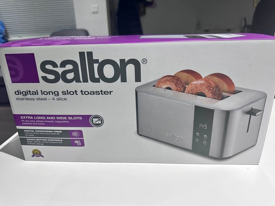 Salton Digital Long Slot Toaster - 4-Slice - Silver
