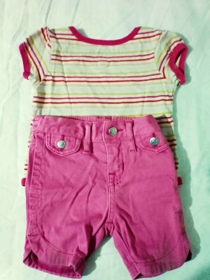 Baby Girl Striped Tee & Pink Shorts Outfit