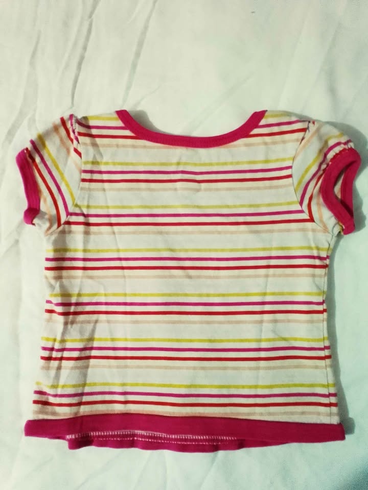 Baby Girl Striped Tee & Pink Shorts Outfit - photo 3