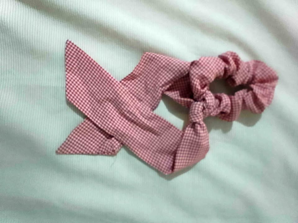 Red Gingham Tie Scrunchie