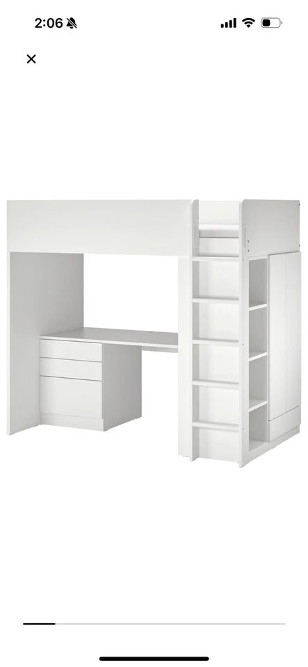 Lofted Bed with Desk and Wardrobe