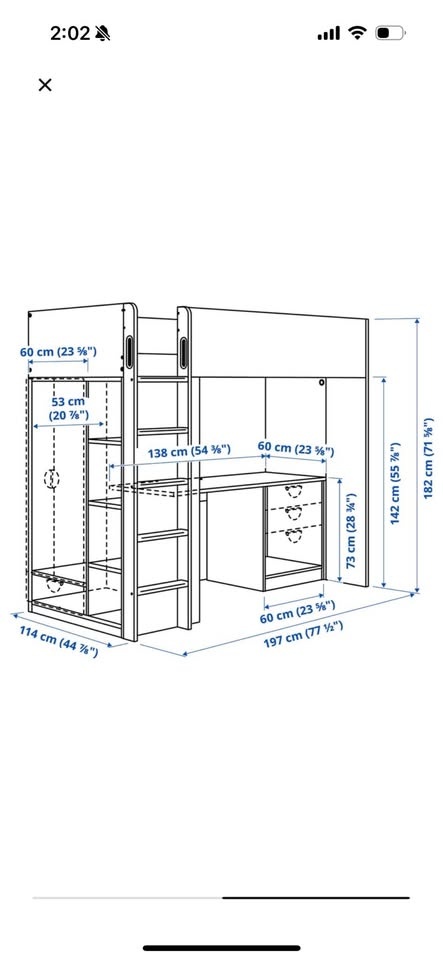 Lofted Bed with Desk and Wardrobe - photo 2