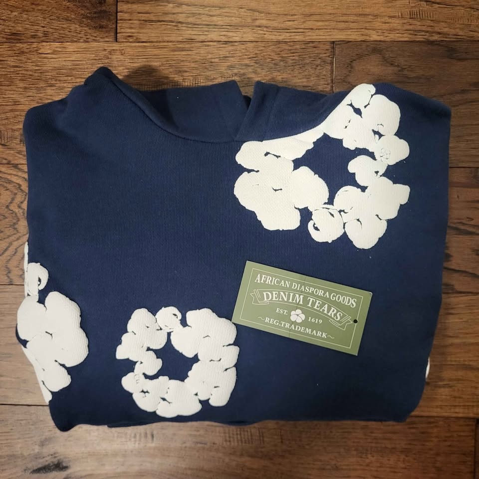 Navy Blue Denim Tears Hoodie - photo 2