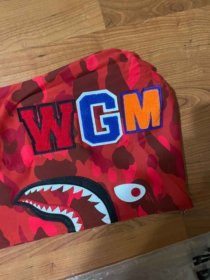 Bape Red Full Zip Shark Hoodie - photo 2