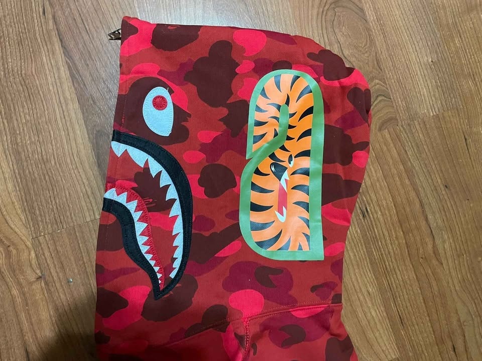 Bape Red Full Zip Shark Hoodie - photo 3