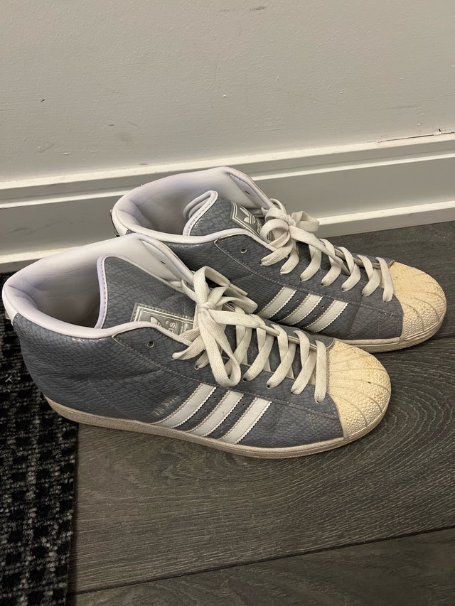 Size 10.5 Adidas Pro Model Grey Snakeskin High-Top Sneakers - photo 2
