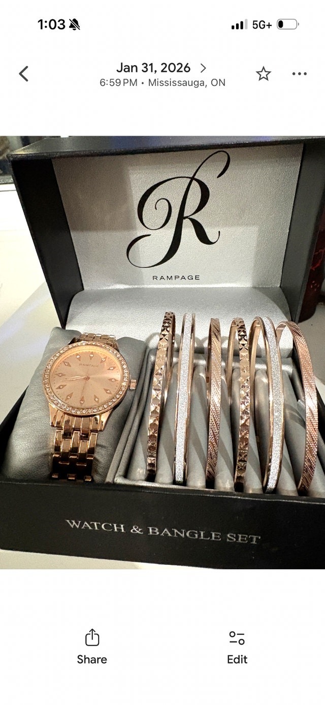 Rampage Rose Gold Watch & Bangle Set – New in Box