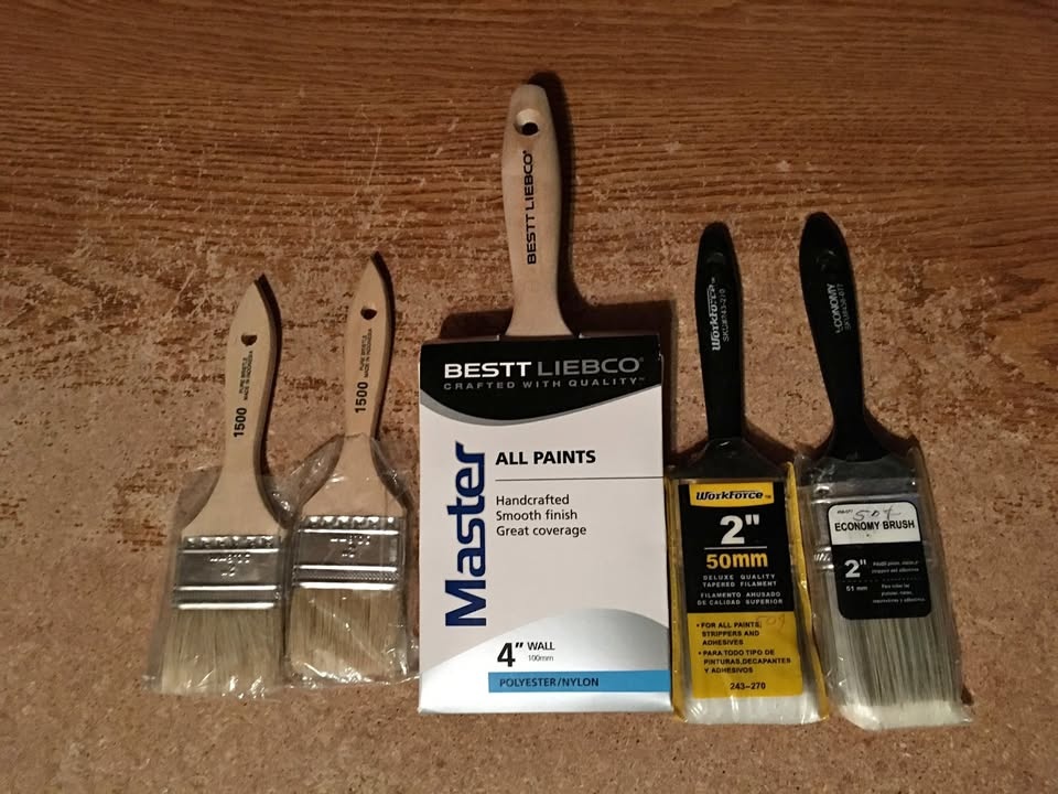LOT OF 5 PAINT BRUSHES BESTT LIEBCO MASTER 4" WALL POLYESTER/NYL
