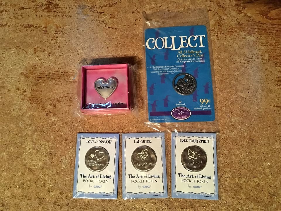 Lot of 5 Ganz Hallmark 25th Anniversary Pocket Token Pins