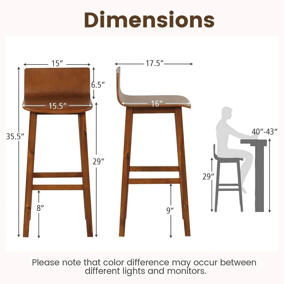 Solid Wood Bar Stools Set of 2 - photo 4