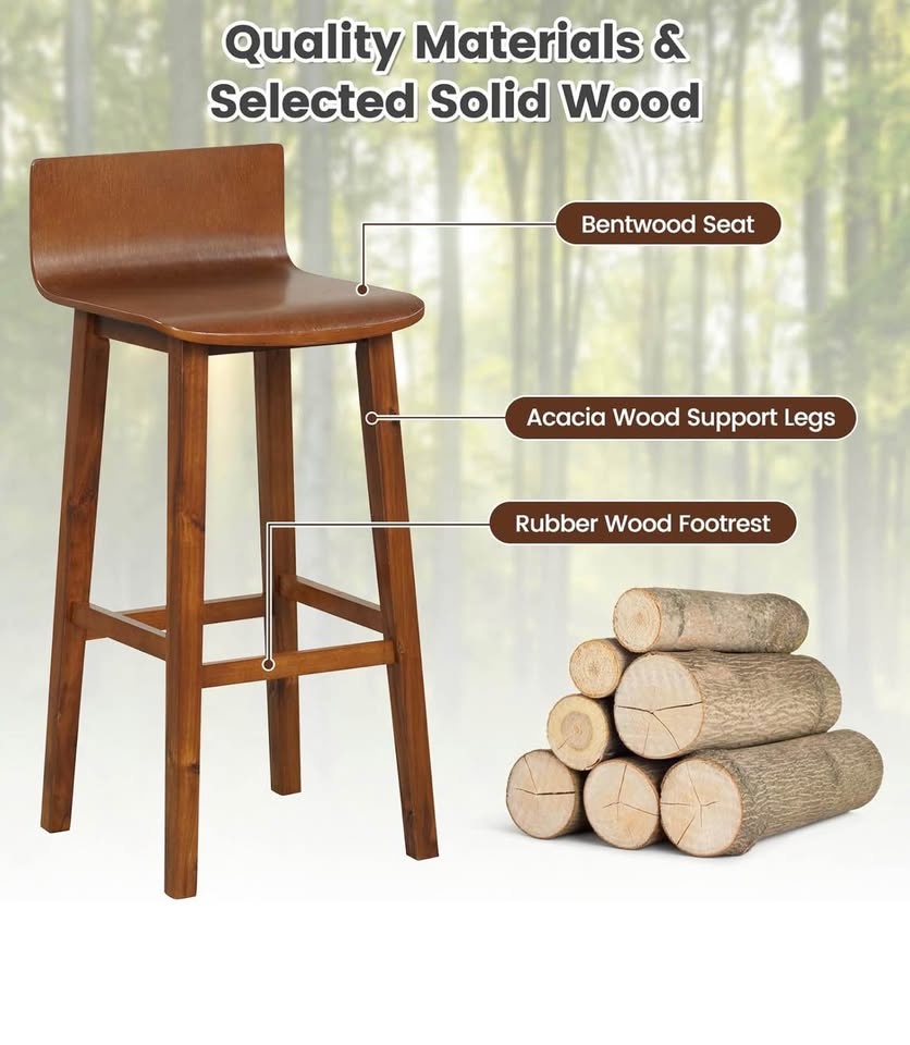 Solid Wood Bar Stools Set of 2 - photo 5