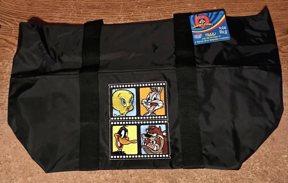Vintage Looney Tunes Black Zippered Tote Bag