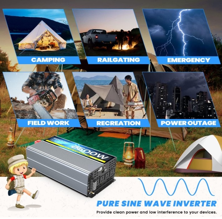 2500W Power Inverter with LCD, 4 AC, 2 USB, Remote - photo 3