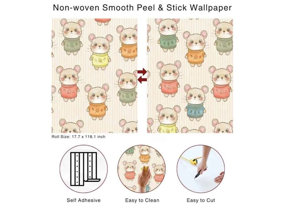 🏆 New roll of self adhesive peel and stick aquatic mouses wa - photo 2