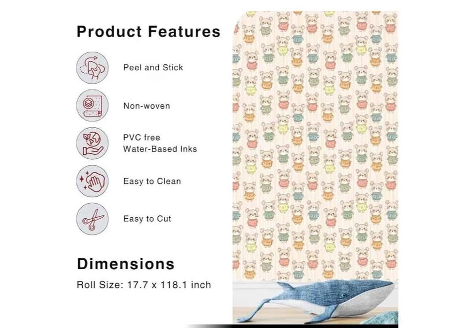 🏆 New roll of self adhesive peel and stick aquatic mouses wa - photo 3