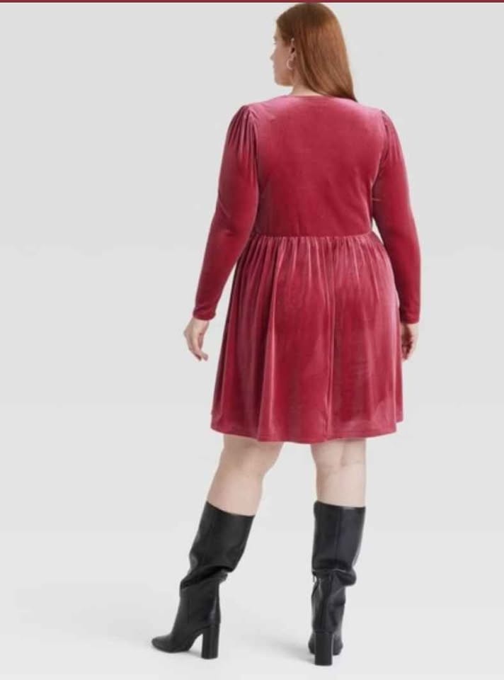 🏆Brand new Red velvet plus size beautiful dress with pockets - photo 3