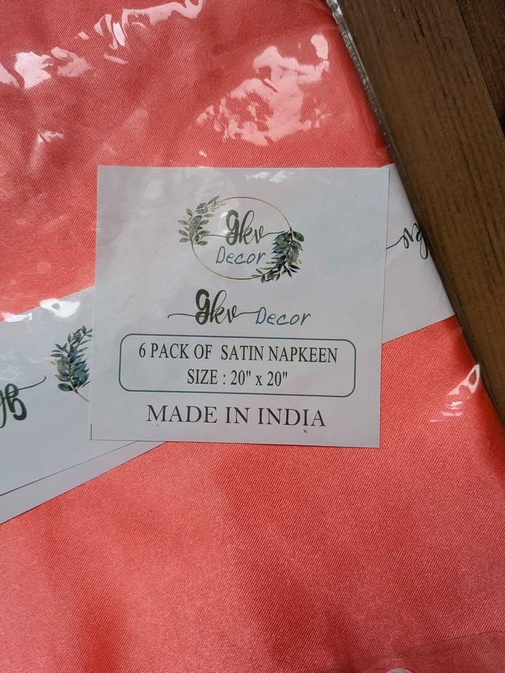 🏆  Brand new pack of 6 satin napkins (20"x20") peach color - photo 2