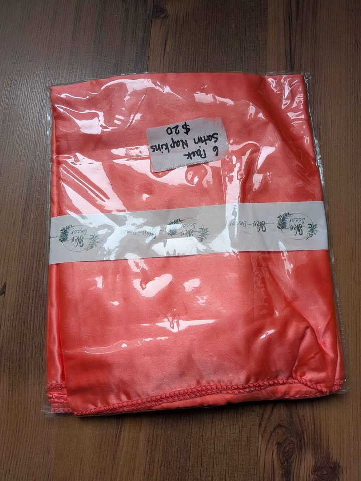 🏆  Brand new pack of 6 satin napkins (20"x20") peach color - photo 3