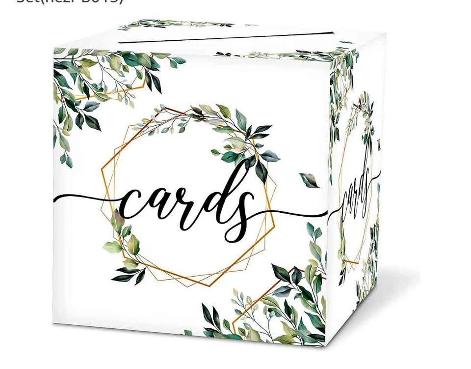 🏆new greenery themed card box for money or gift cards for w