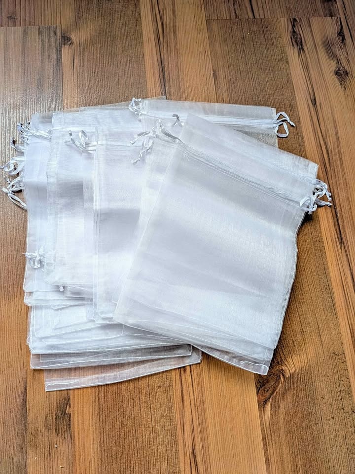🏆 50 White Large Mesh Bags for Party Favors