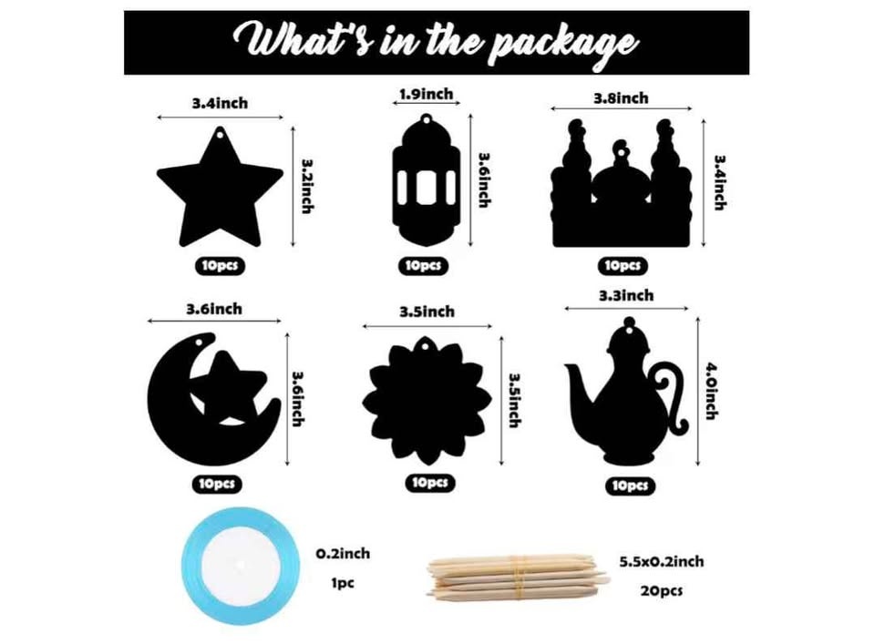🏆60 Pcs Magic Scratch Art Kit for Kids - Eid & Ramadan Fun - photo 2
